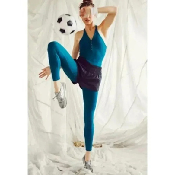 Free People Happiness Runs Henley Onesie Jumpsuit One Piece Teal Jewel Blue - Picture 3 of 9